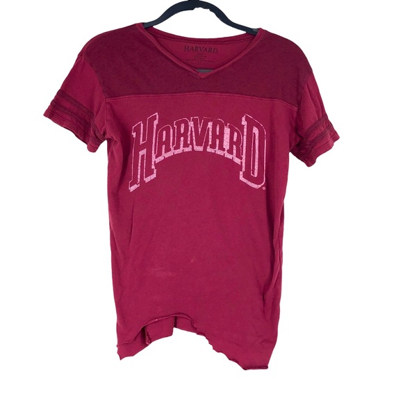 Harvard Distressed Raw Jagged Hem T-Shirt Soft Lightweight Cotton SZ XL - Picture 1 of 7